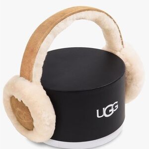 UGG embroidered earmuff, chestnut with sheepskin keep your ears warm this winter